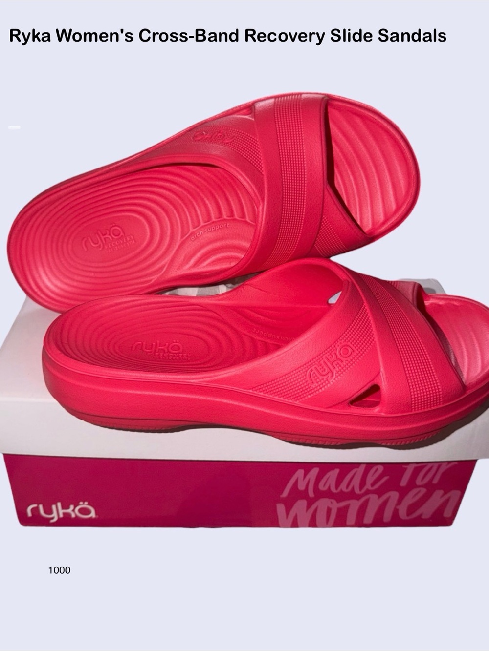 *new* Ryka Women's Cross-Band Recovery Slide Sandals — Bright Pink
